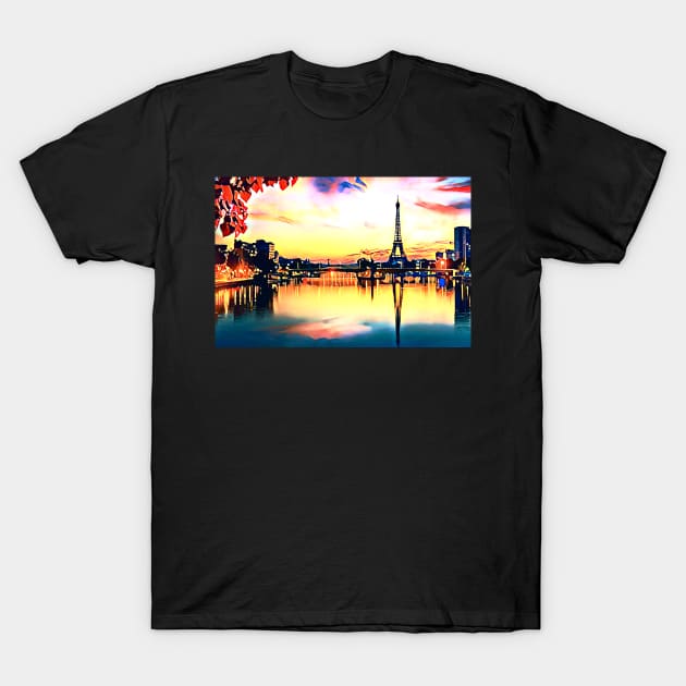 Paris In Autumn (Eiffel Tower) T-Shirt by Unique Designs